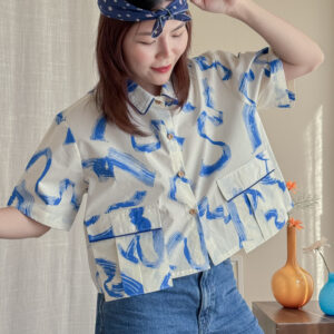 Over Cropped Shirt : cloudy ink